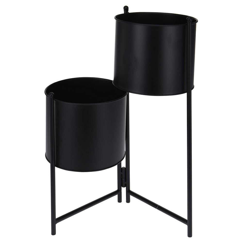 Two-tier Flower Stand in Metal with Matt Black Finish