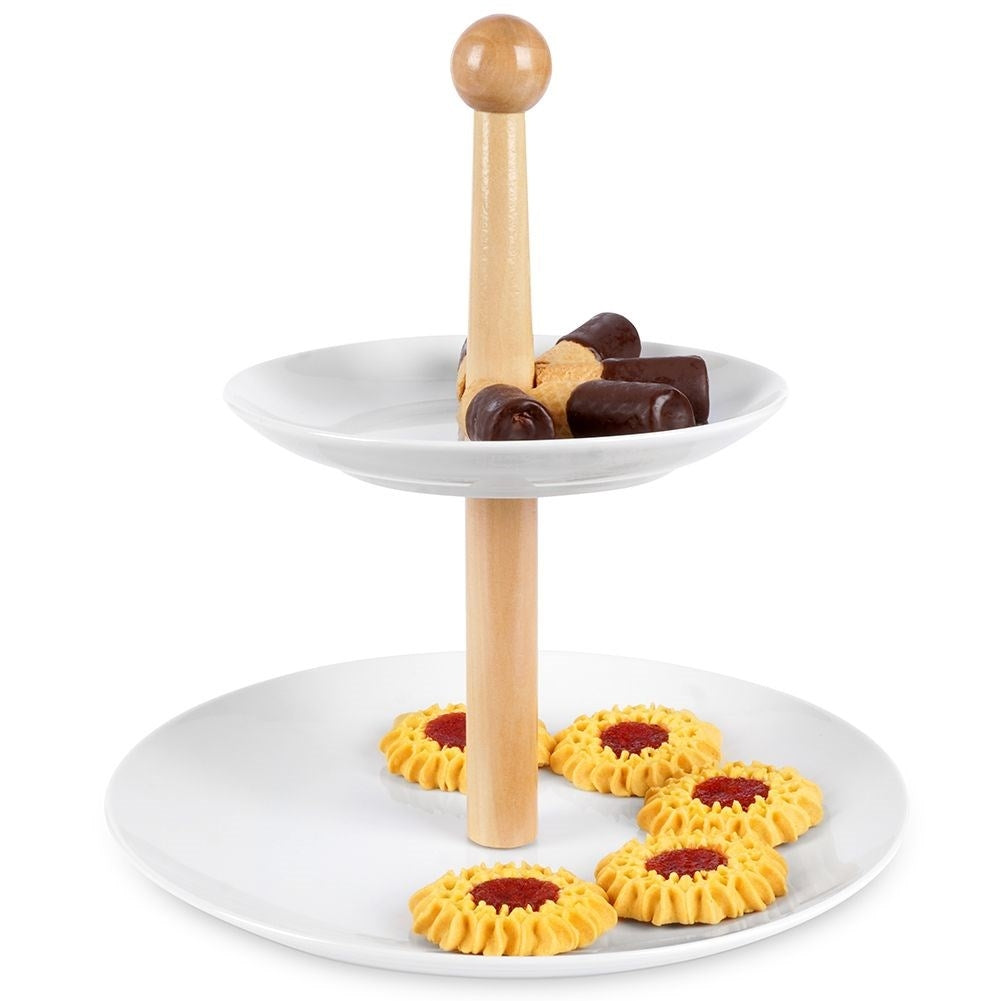 Two-tier cookie tray for cookies, fruit and snacks