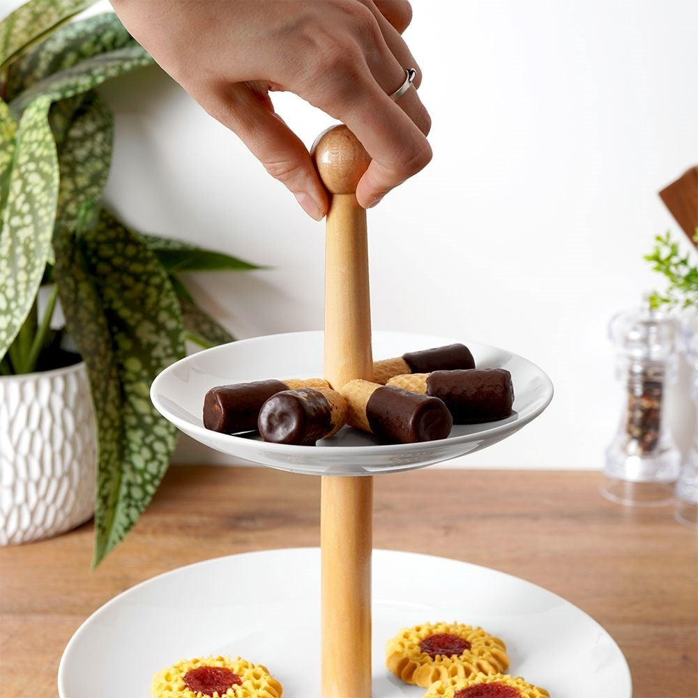 Two-tier cookie tray for cookies, fruit and snacks