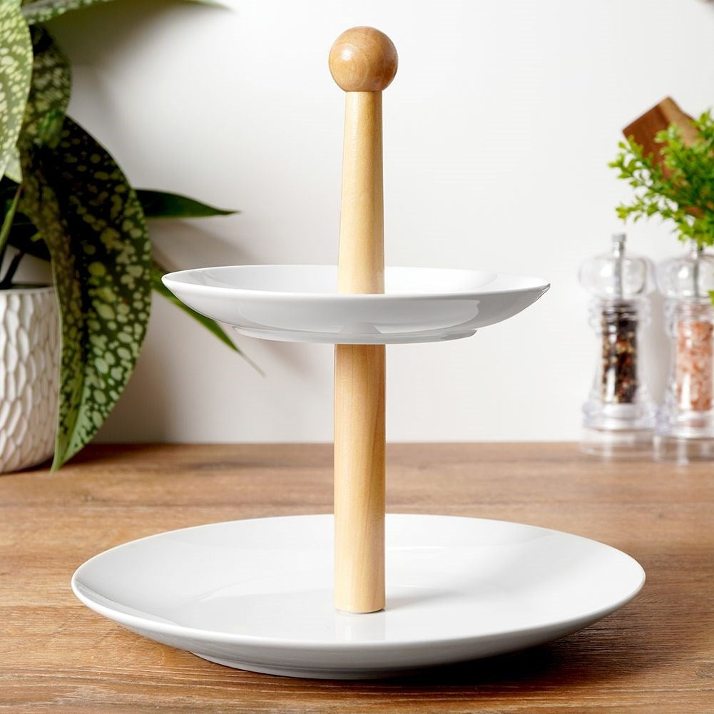 Two-tier cookie tray for cookies, fruit and snacks