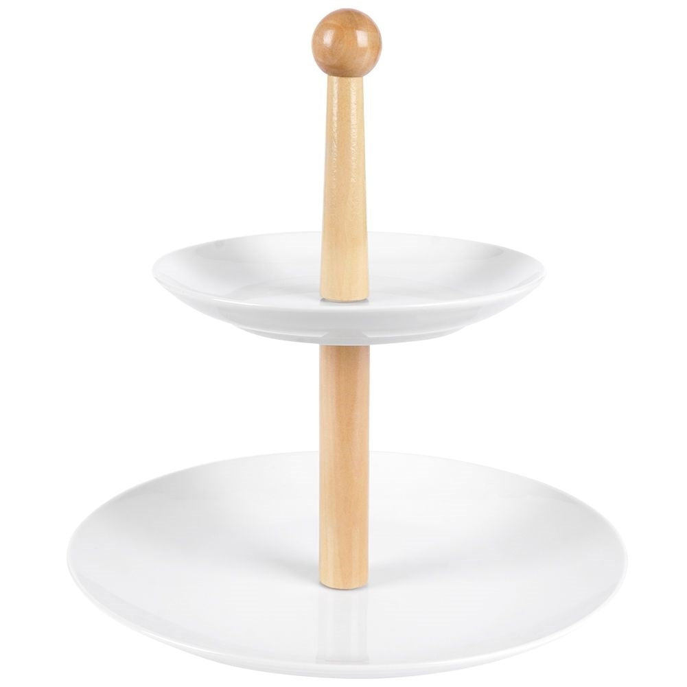 Two-tier cookie tray for cookies, fruit and snacks