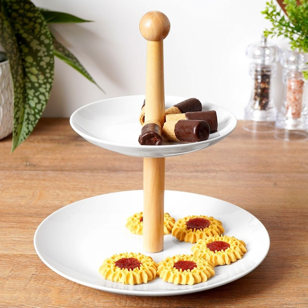 Two-tier cookie tray for cookies, fruit and snacks