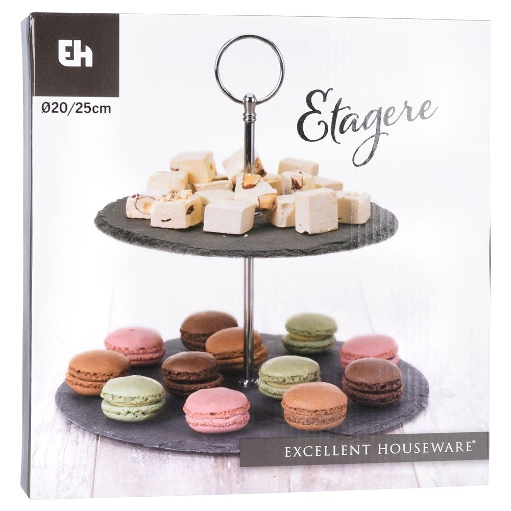 Two-tier cookie tray for cookies, fruit and snacks in slate stone