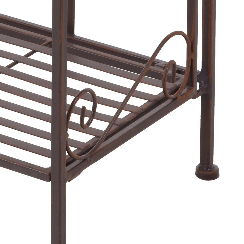 Two-tier flower stand in black-brown metal for plants