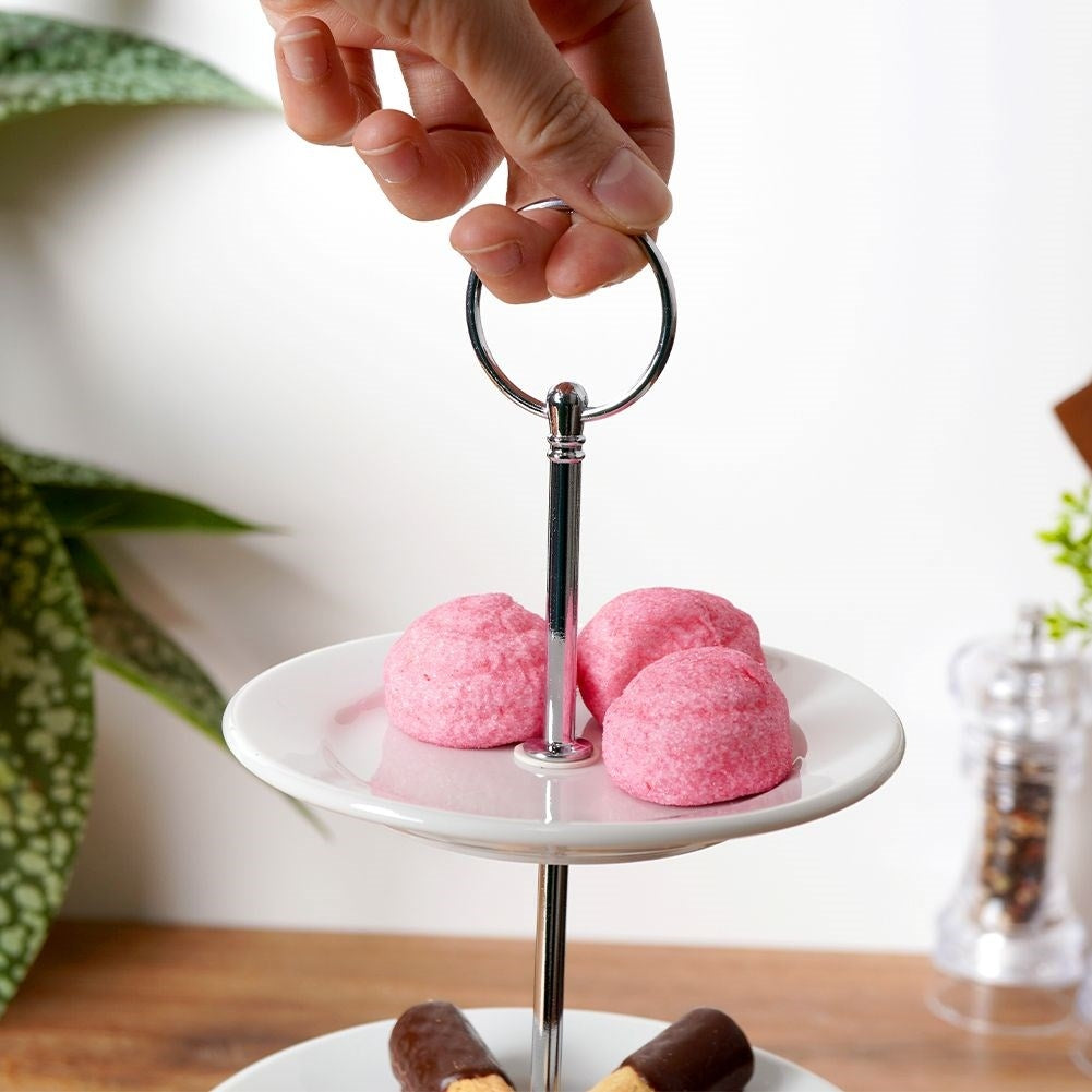 Two-tier porcelain dish for cupcakes, cakes and desserts