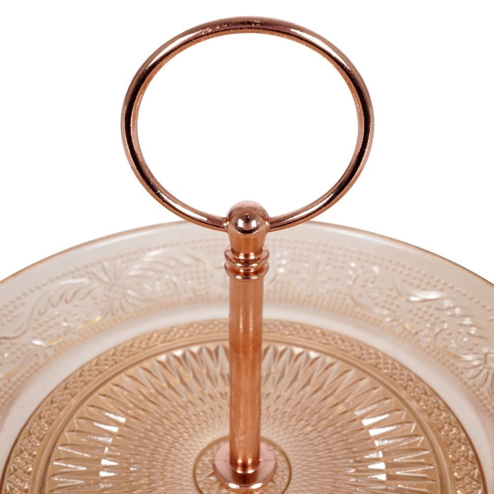 Two-tier serving platter for cakes, fruit and snacks