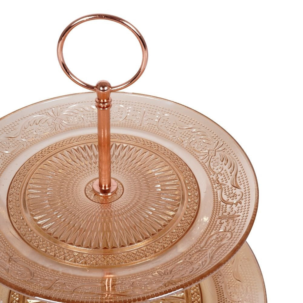 Two-tier serving platter for cakes, fruit and snacks
