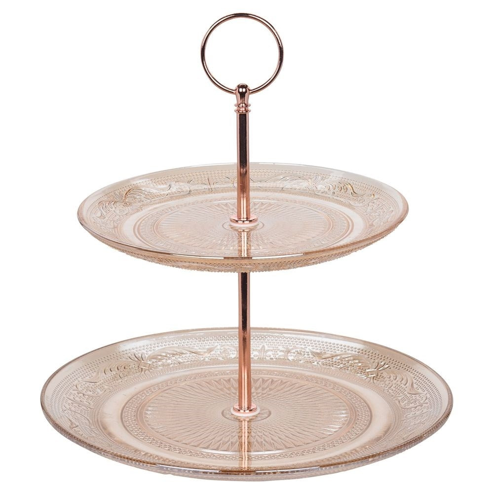 Two-tier serving platter for cakes, fruit and snacks