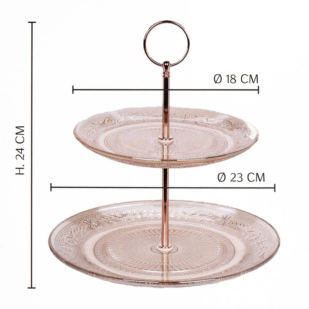 Two-tier serving platter for cakes, fruit and snacks