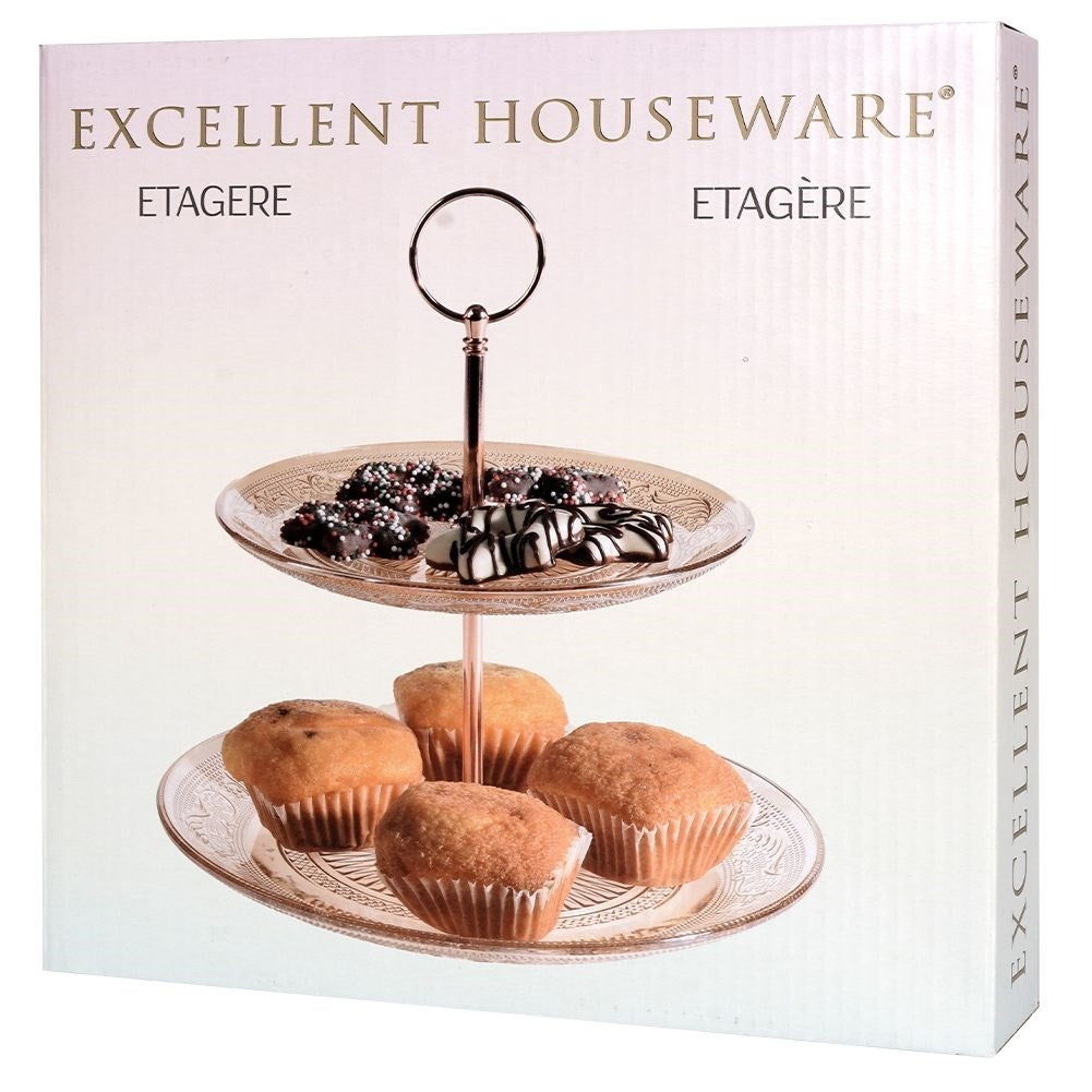 Two-tier serving platter for cakes, fruit and snacks