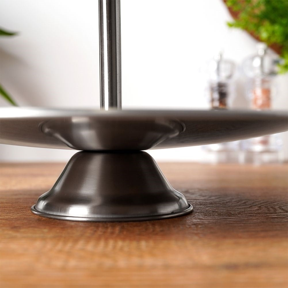 Two-tier stainless steel dish for elegant desserts