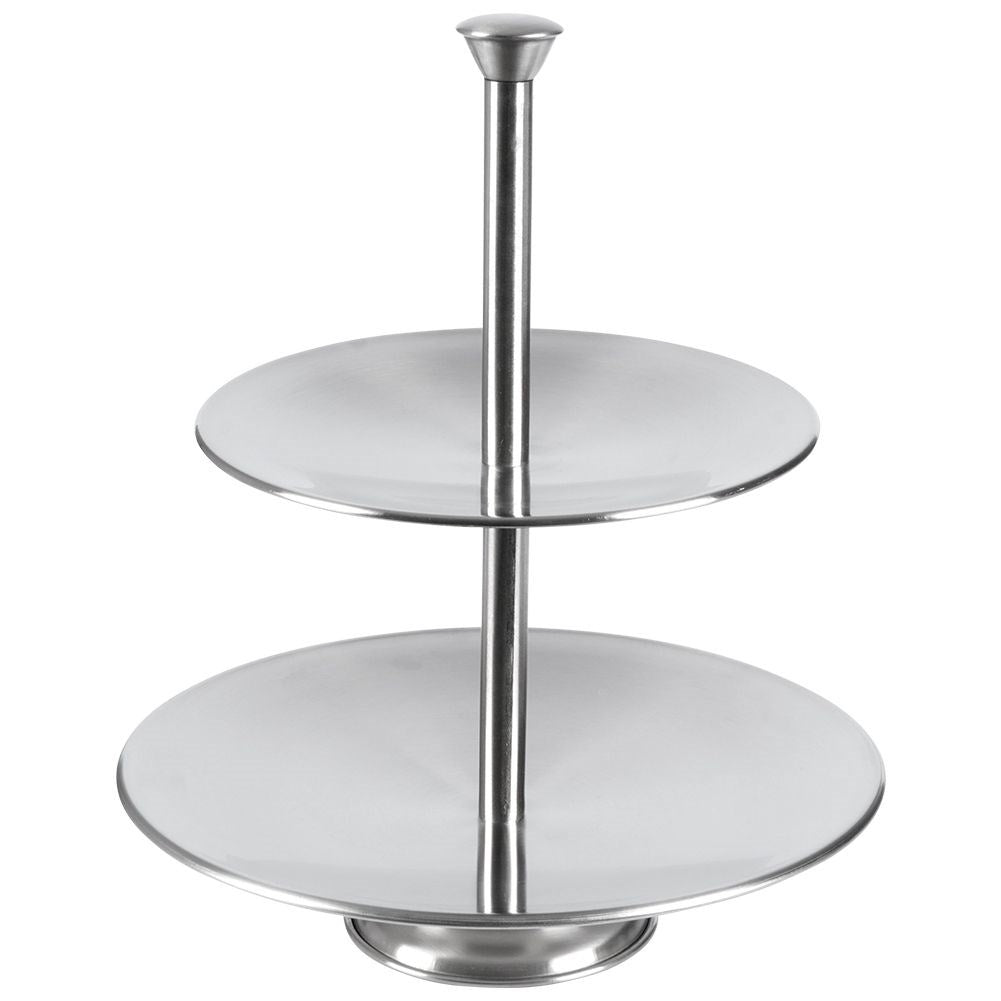 Two-tier stainless steel dish for elegant desserts