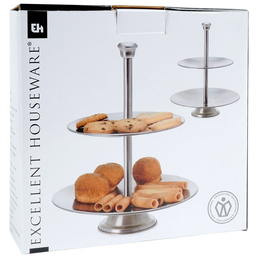 Two-tier stainless steel dish for elegant desserts