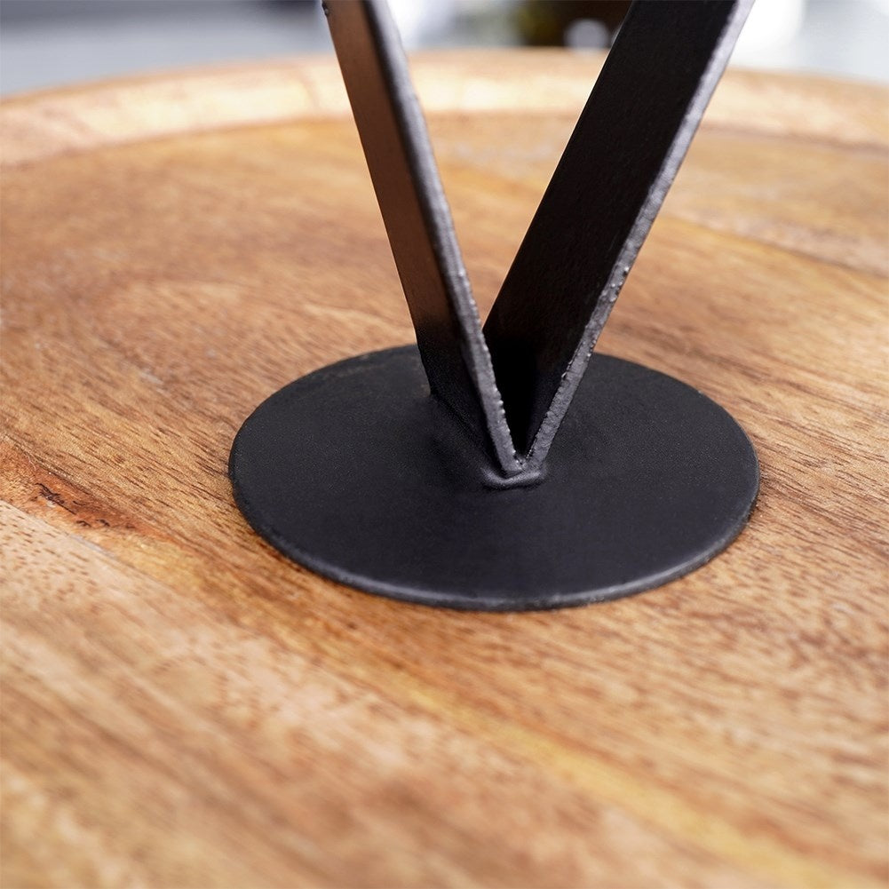 Two-tier tray in mango wood for cakes, fruit and snacks