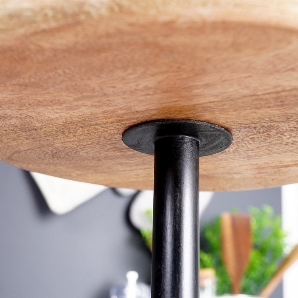 Two-tier tray in mango wood for cakes, fruit and snacks