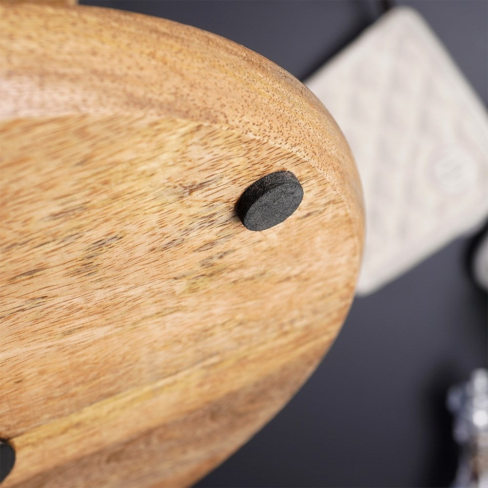 Two-tier tray in mango wood for cakes, fruit and snacks