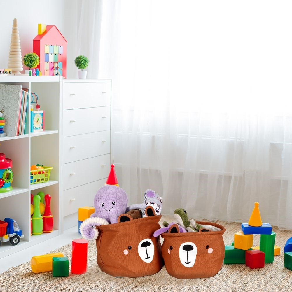 Two toy baskets with a bear motif - spacious and decorative