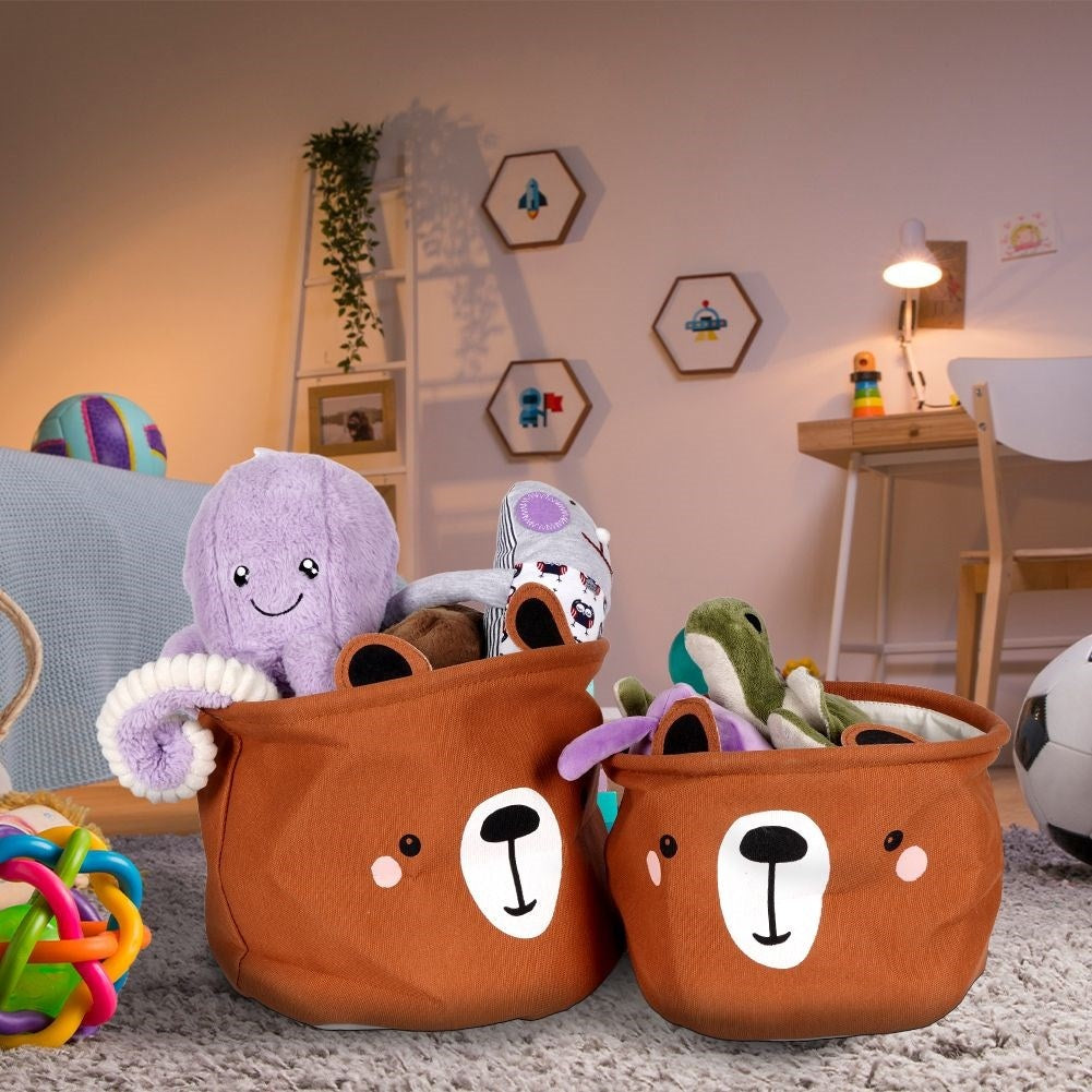 Two toy baskets with a bear motif - spacious and decorative