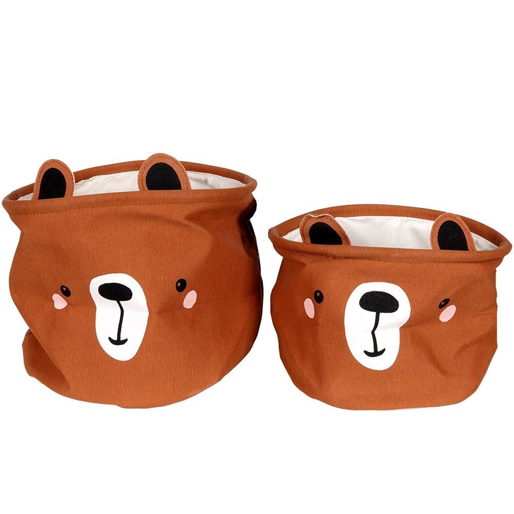 Two toy baskets with a bear motif - spacious and decorative