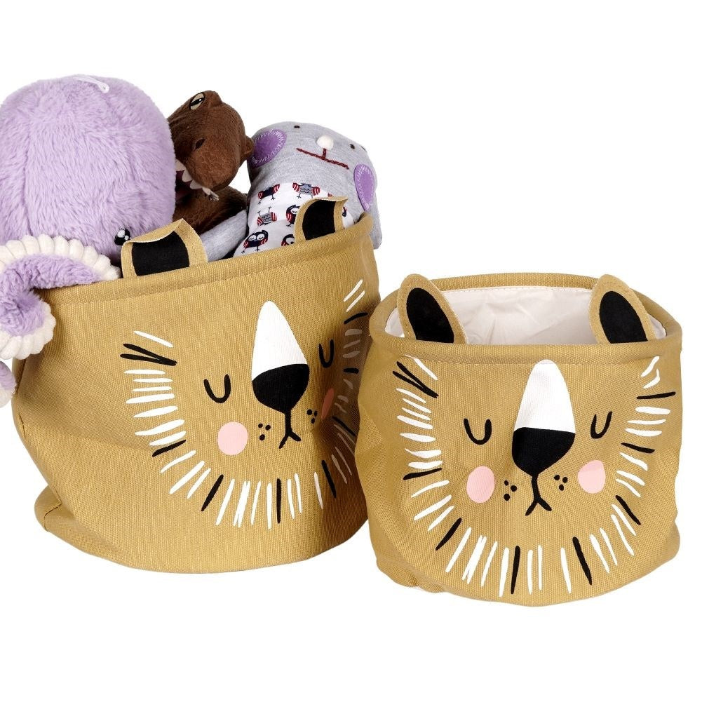 Two toy baskets with a tiger motif - spacious and decorative