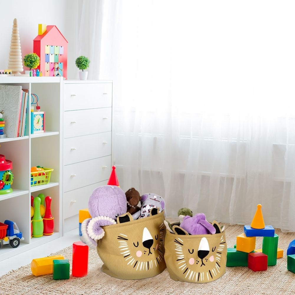 Two toy baskets with a tiger motif - spacious and decorative