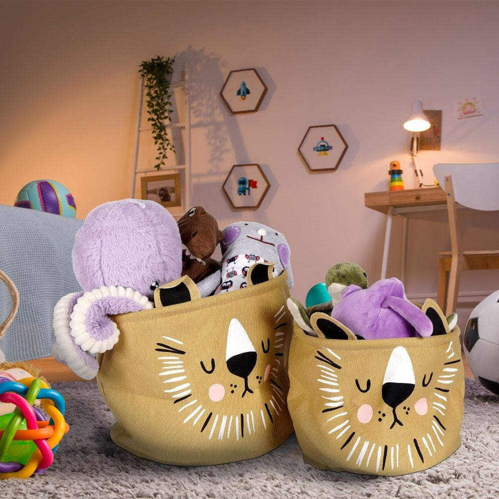 Two toy baskets with a tiger motif - spacious and decorative