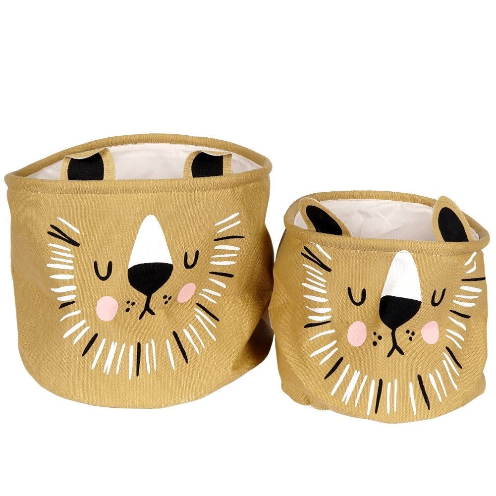 Two toy baskets with a tiger motif - spacious and decorative