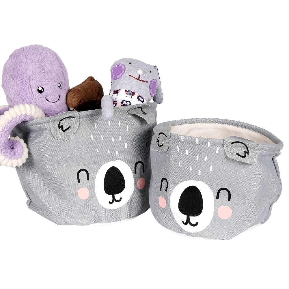 Two toy baskets with koala motifs, spacious and decorative