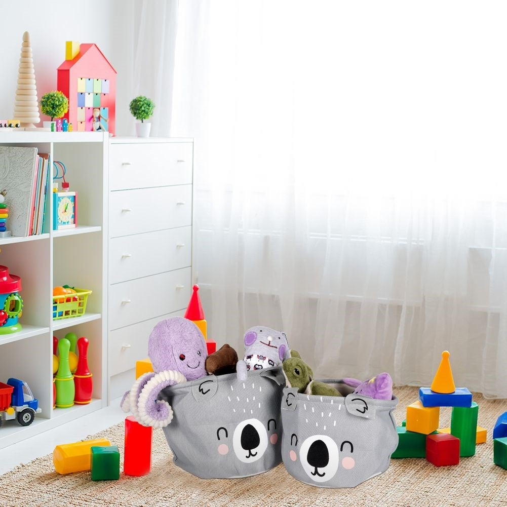 Two toy baskets with koala motifs, spacious and decorative