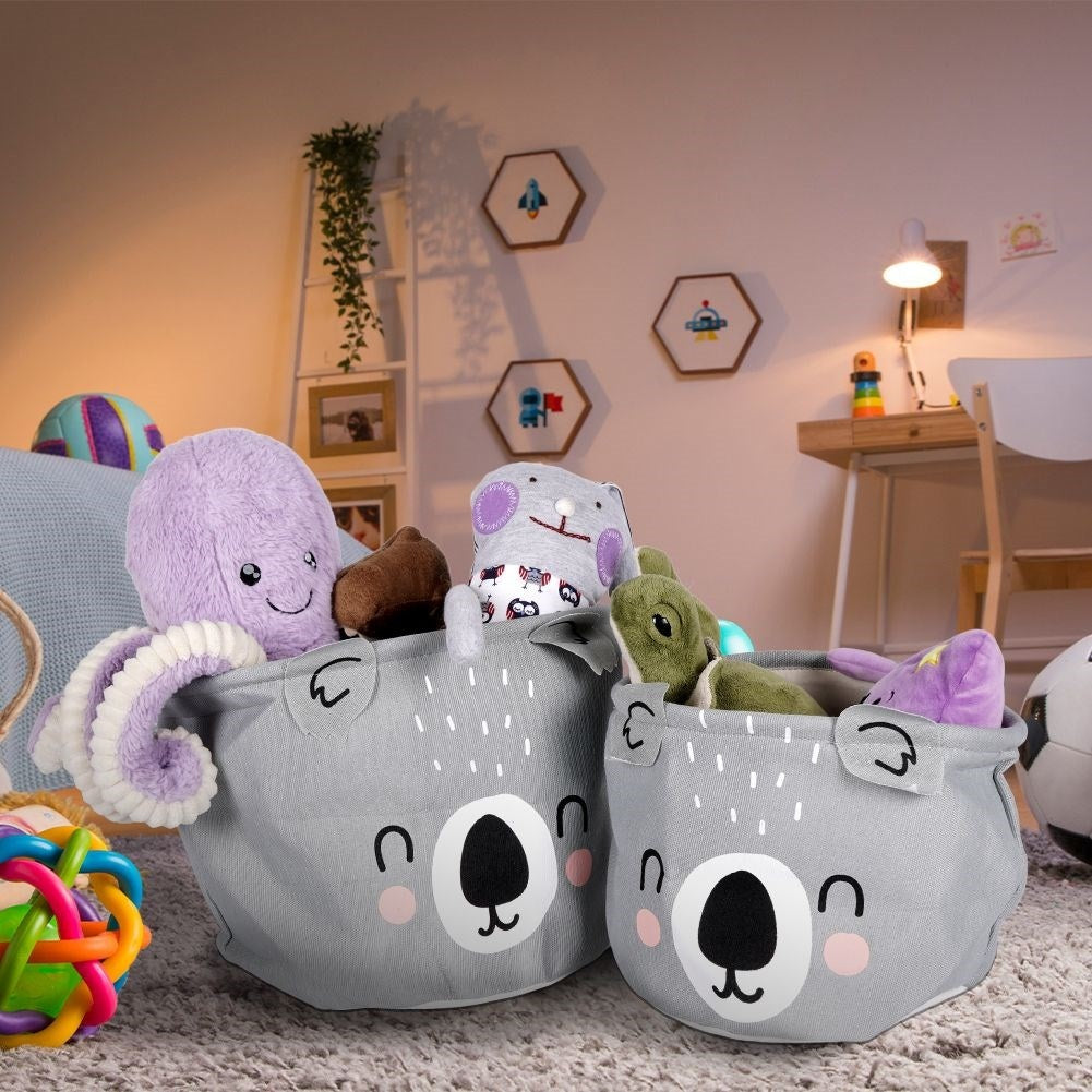 Two toy baskets with koala motifs, spacious and decorative