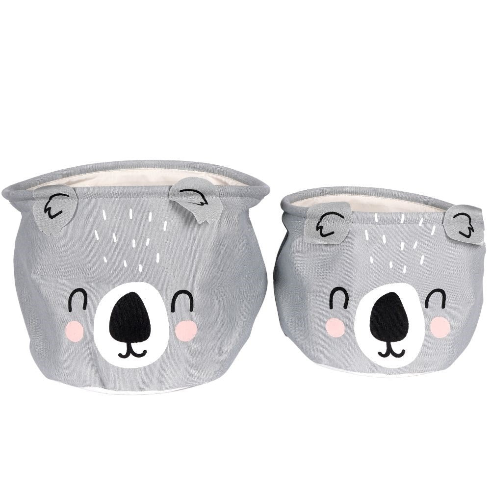 Two toy baskets with koala motifs, spacious and decorative