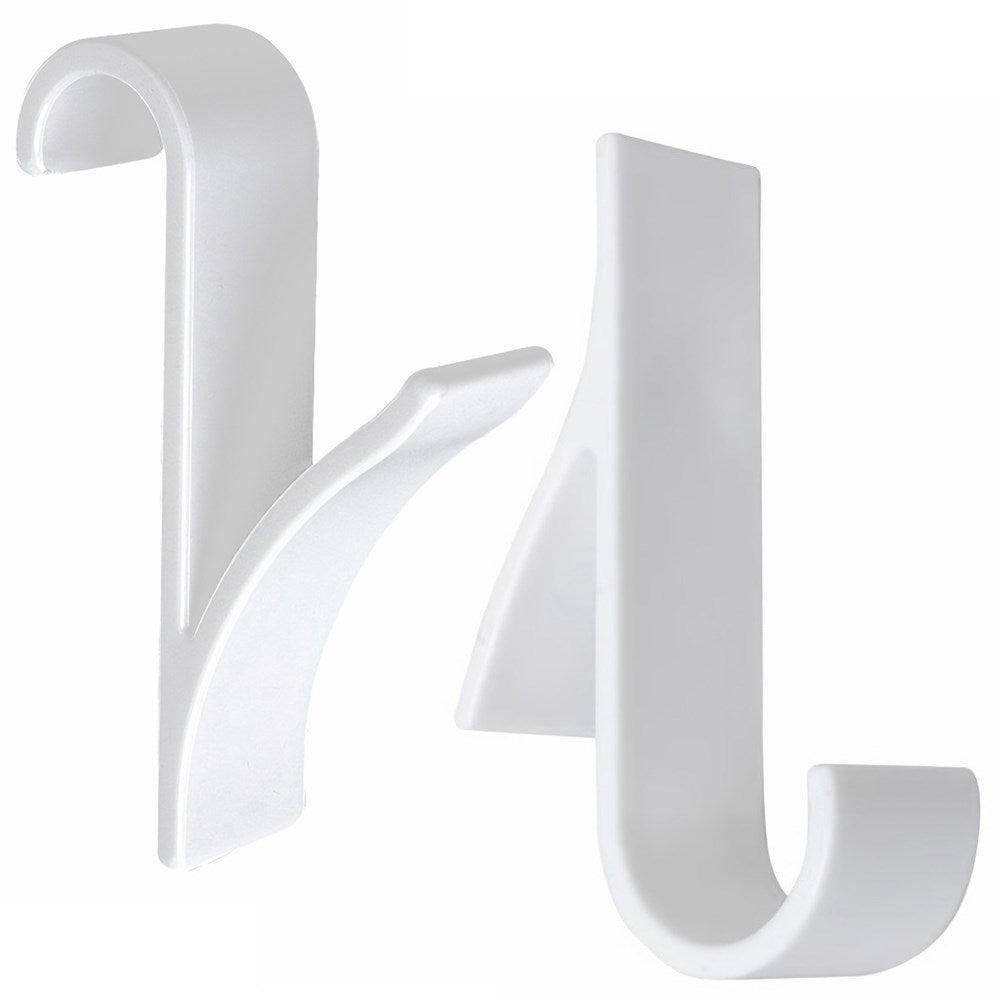Two white hooks for bathroom and room radiators