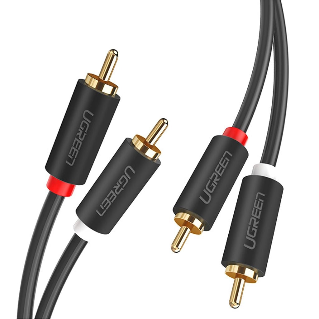 UGREEN 2x RCA Male to 2x RCA Male Extension Cable, 1.5m - Black