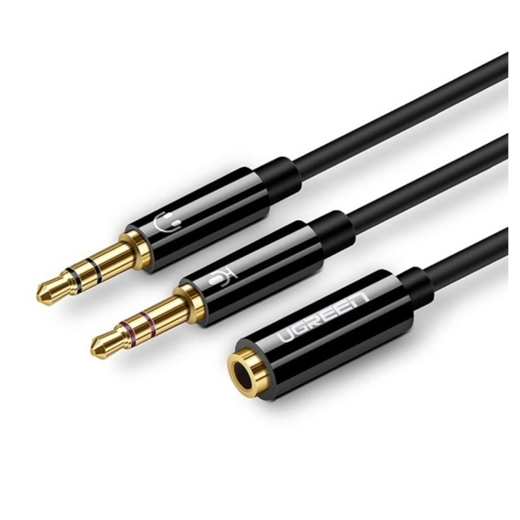 UGREEN 3.5mm AUX Female to 2x 3.5mm AUX Male Splitter Cable, 20cm - Black