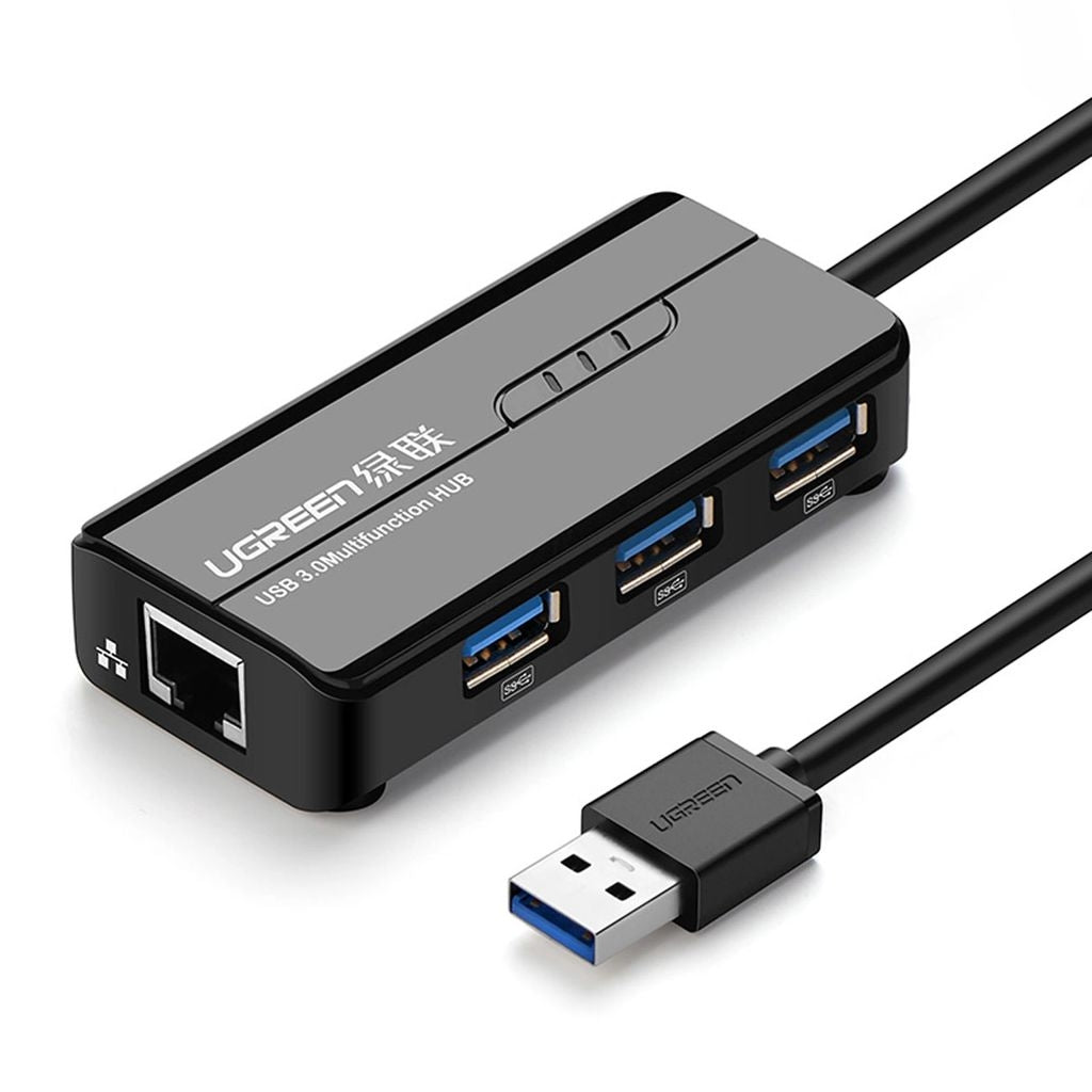 UGREEN HUB USB-A 3.0 to 3x USB-A / 1x RJ45 1000 Mbps - Black