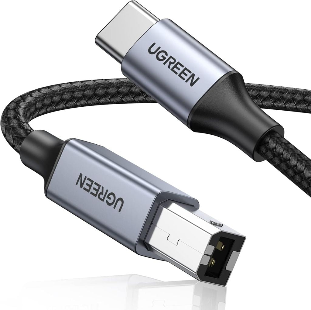 UGREEN USB-C to USB-B 2.0 Printer Cable, 2m - Gray/Black