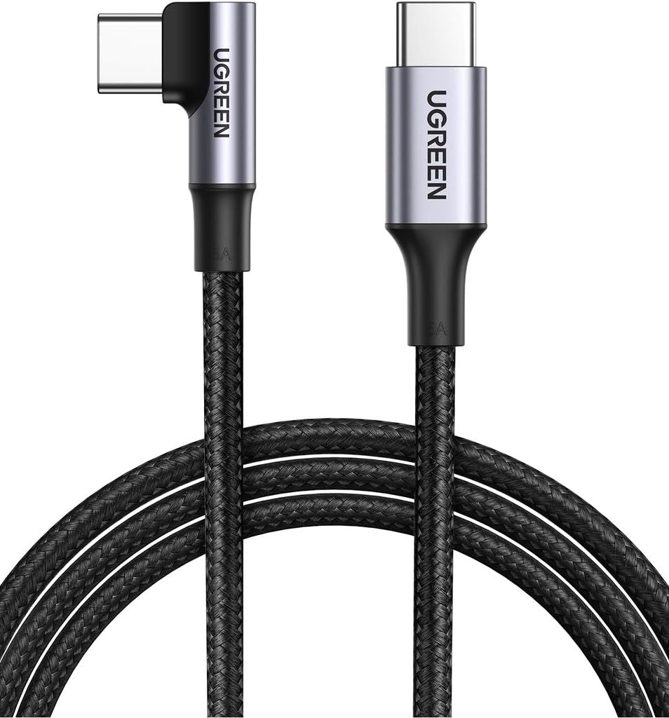 UGREEN USB-C to USB-C Angled Fast Charging Cable 100W PD, 2m - Black