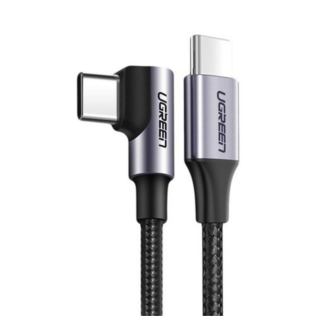 UGREEN USB-C to angled SB-C cable, PD, 60W, 3A, 2m - Grey/black