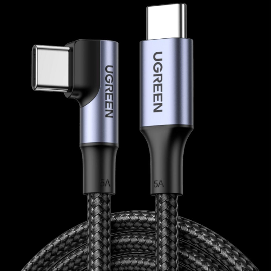 UGREEN USB-C to angled USB-C cable, PD, 100W, 5A, 1m