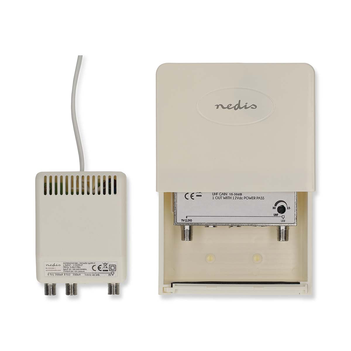 UHF Mast Amplifier, Dual Outputs, 15-30 dB Gain Control
