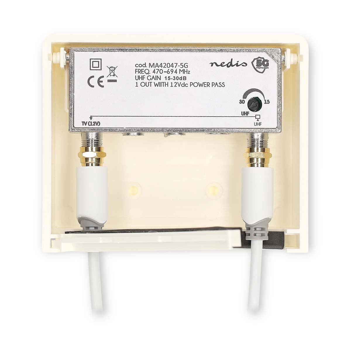 UHF Mast Amplifier, Dual Outputs, 15-30 dB Gain Control