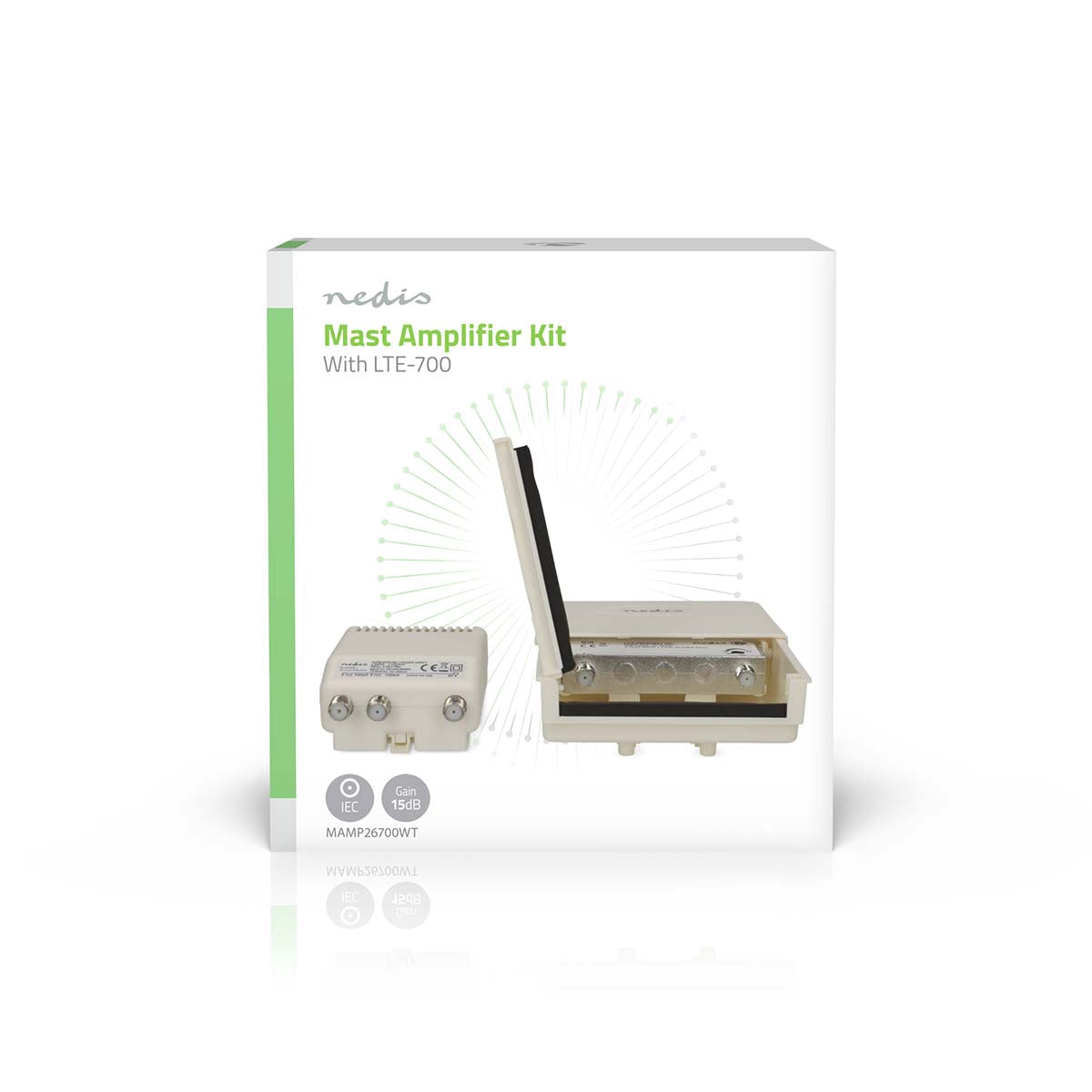 UHF Mast Amplifier, Dual Outputs, 15-30 dB Gain Control