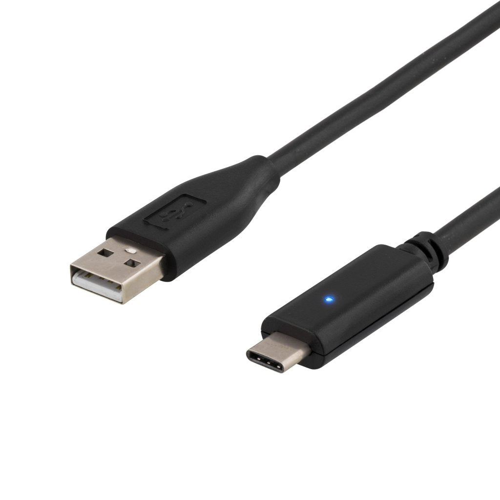 USB 2.0 Cable USB-C Male - A male 1.00 m Black Deltaco