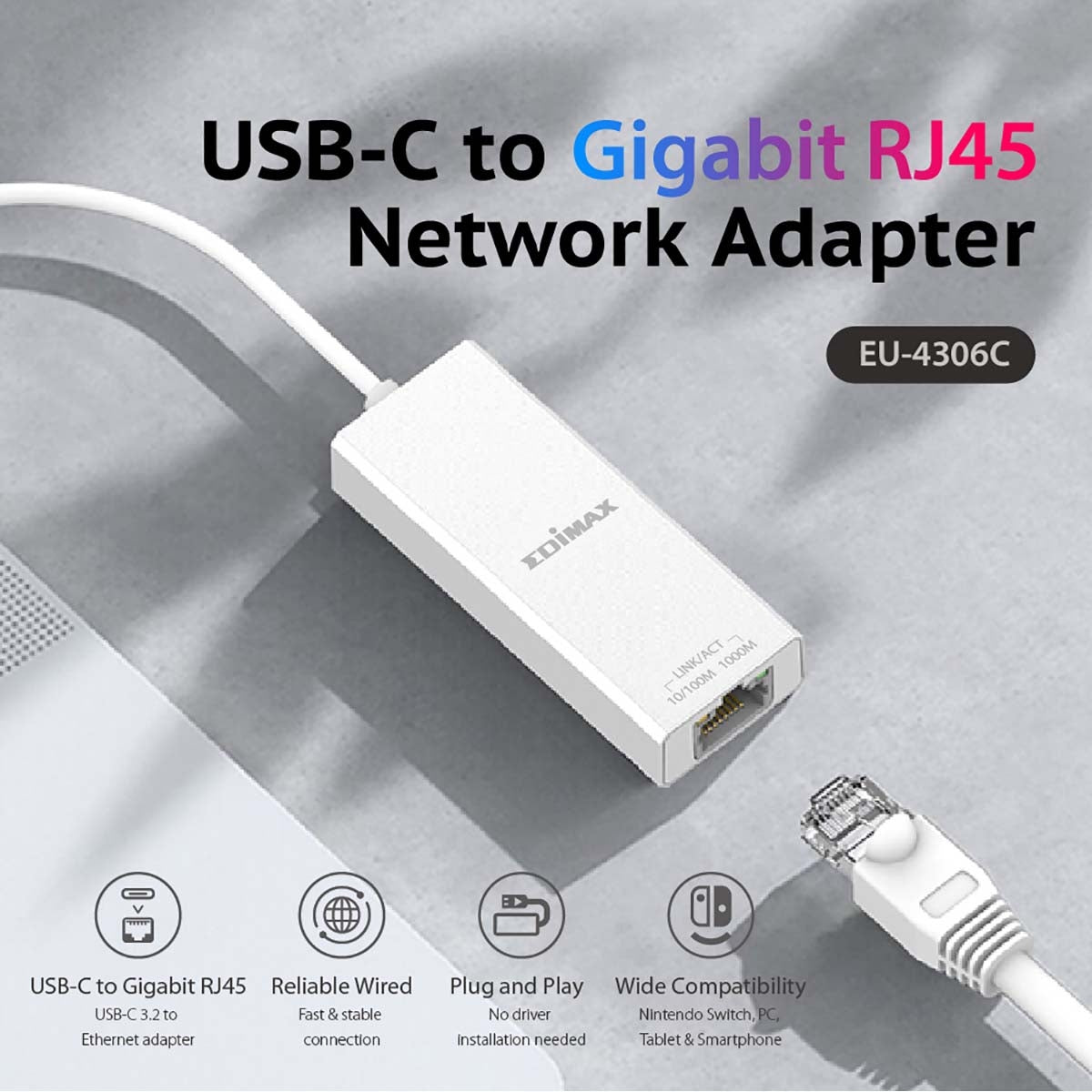 USB 3.2 Type C to Gigabit Ethernet Adapter