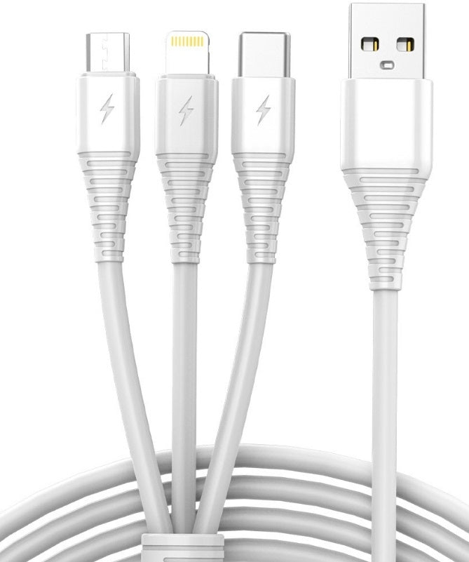 USB 3in1 micro USB, USB-C, lightning cable 1m white