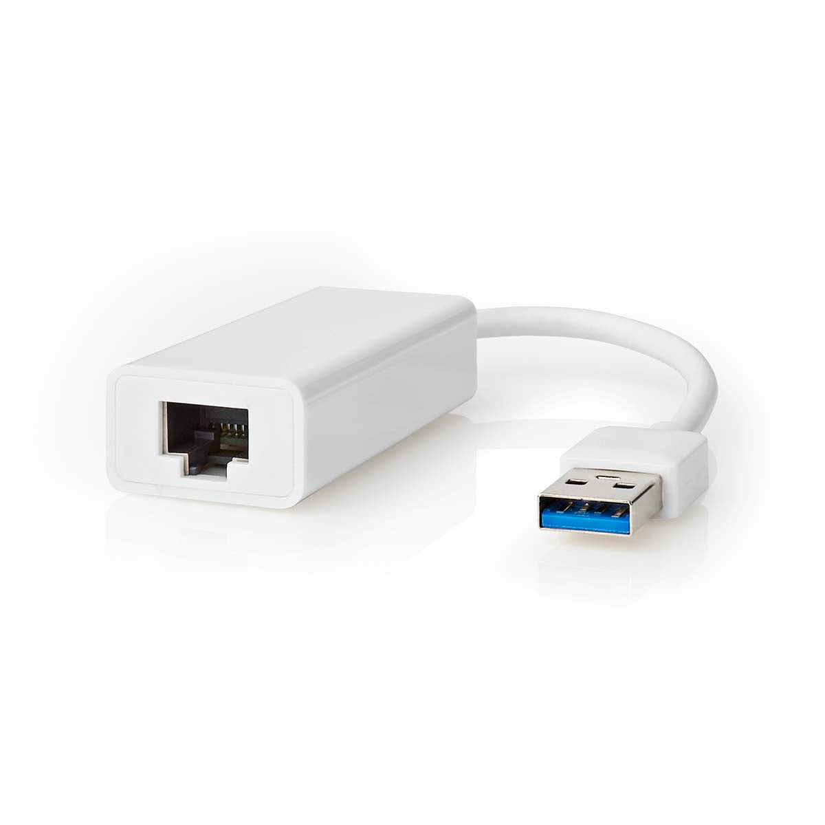 USB-A Adapter | USB 3.2 Gen 1 | USB-A Male | RJ45 Female | 1 Gbps | 0.20 m | Round | Gold Plated / Nickel Plated | PVC | White | Plastic bag