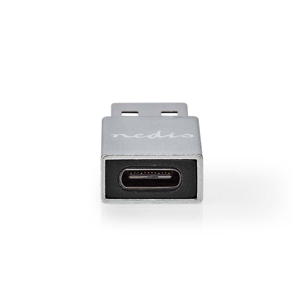 USB-A Adapter | USB 3.2 Gen 1 | USB-A Male | USB-C™ Female | 5 Gbps | Round | Nickel Plated | Silver | Lid