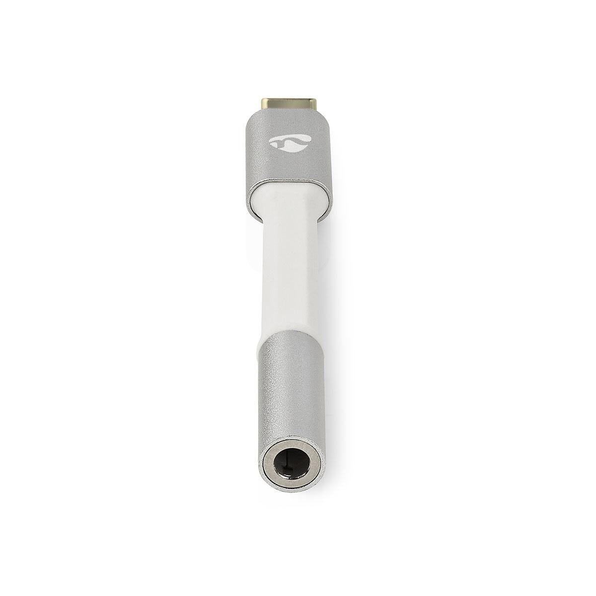 USB-C™ Adapter | USB 2.0 | USB-C™ Male | 3.5 mm Female | 0.08 m | Round | Gold Plated | Braided / Nylon | Silver / White | Carton with covered window