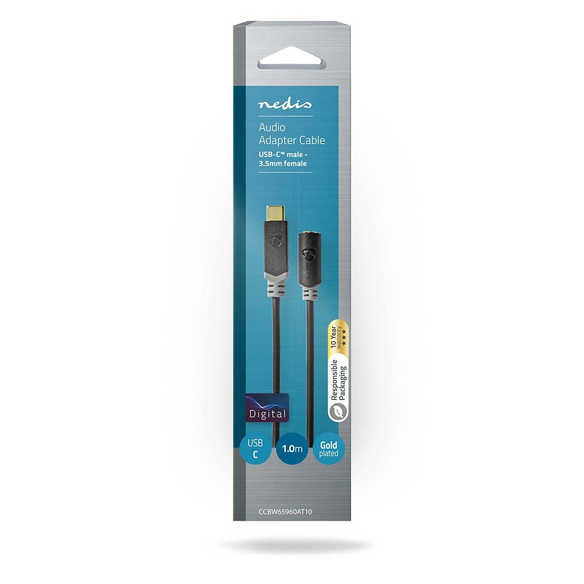 USB-C™ Adapter | USB 2.0 | USB-C™ Male | 3.5 mm Female | 1.00 m | Round | Gold Plated | PVC | Black | Box