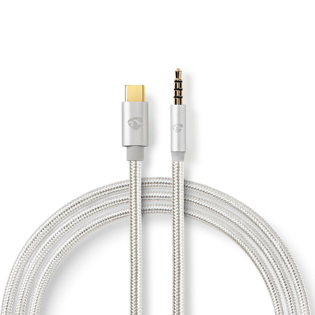 USB-C™ Adapter | USB 2.0 | USB-C™ Male | 3.5 mm Male | 1.00 m | Round | Gold Plated | Braided / Nylon | Aluminum | Carton with covered window
